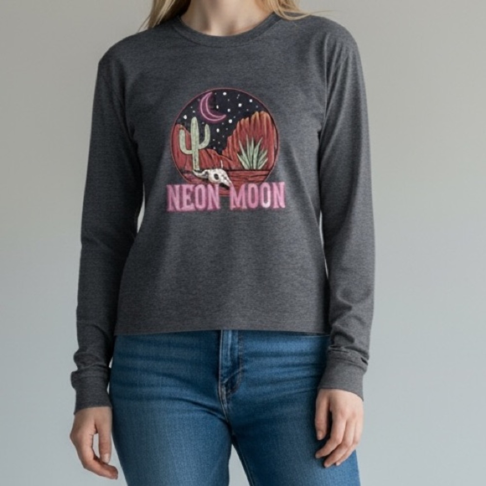 NEON MOON - SIZE LARGE - GRAY - LONG SLEEVES AND BRIGHT GRAPHIC ON FRONT B21